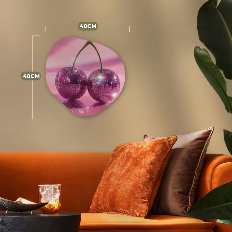 Glitter - Discobol - Roze - Kersen Wandcirkel Organisch Forex 3mm klein -sfeer3