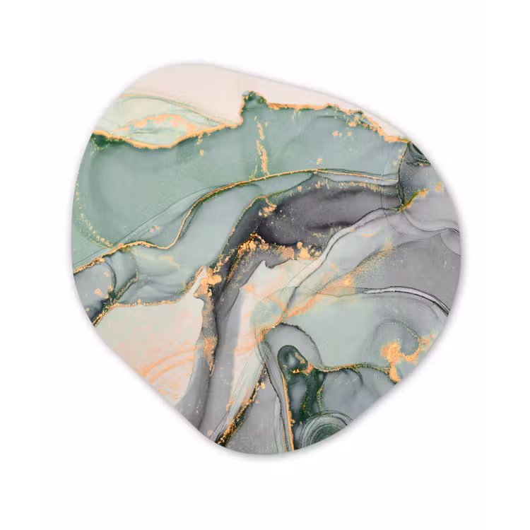 Goud - Marmer - Groen - luxe - Glitter - Marmerlook Wandcirkel Organisch Forex 3mm klein -3d