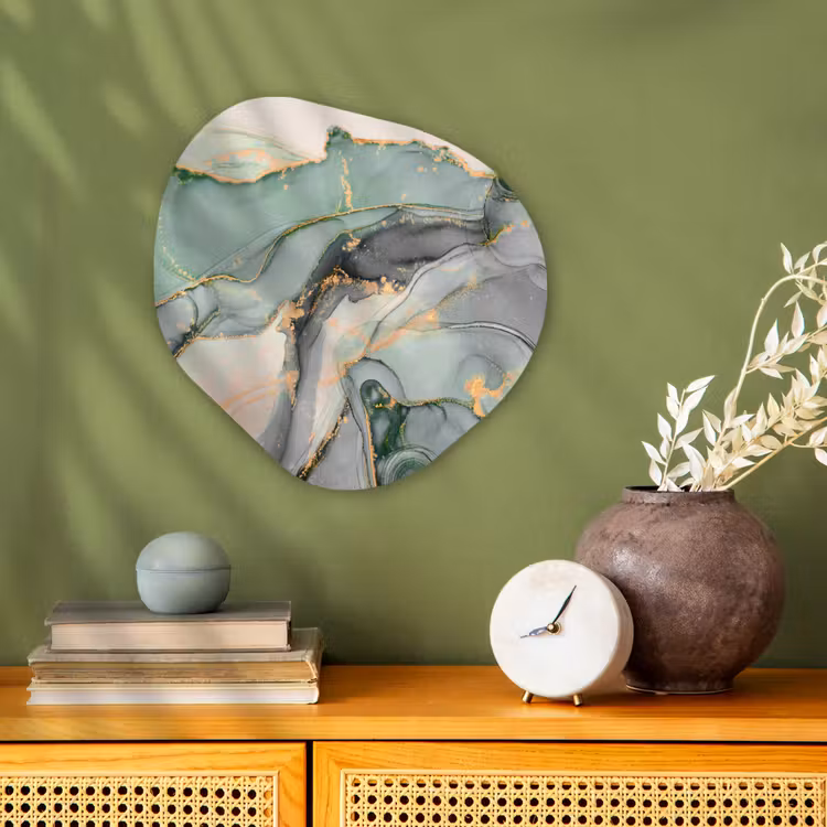 Goud - Marmer - Groen - luxe - Glitter - Marmerlook Wandcirkel Organisch Forex 3mm klein -sfeer2