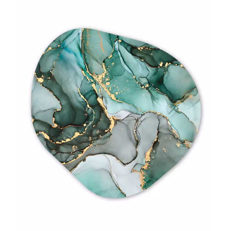 Goud - Marmer - Groen - Luxe - Marmerlook - Grijs Wandcirkel Organisch Forex 3mm klein -3d