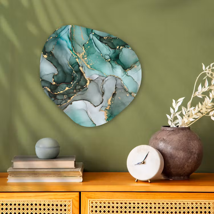 Goud - Marmer - Groen - Luxe - Marmerlook - Grijs Wandcirkel Organisch Forex 3mm klein -sfeer2