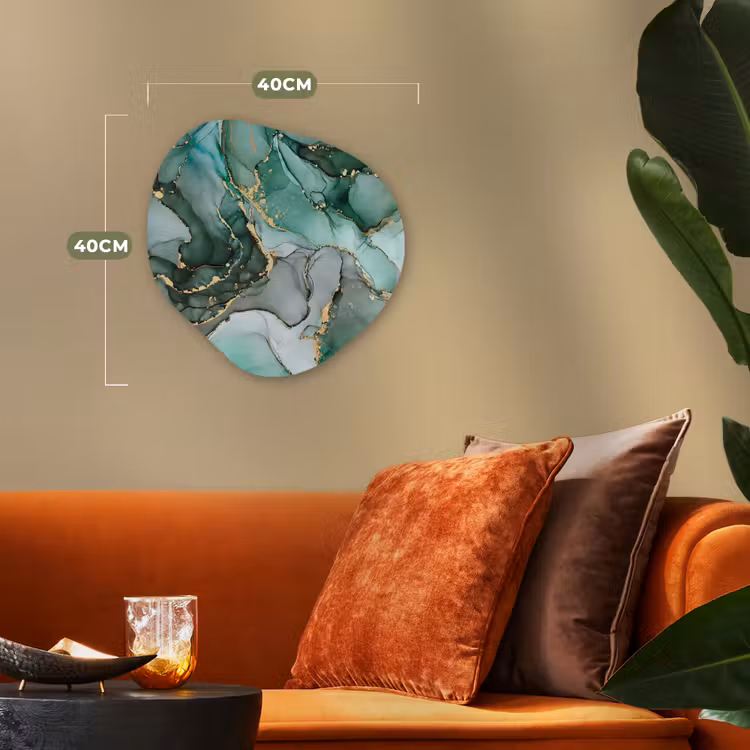 Goud - Marmer - Groen - Luxe - Marmerlook - Grijs Wandcirkel Organisch Forex 3mm klein -sfeer3