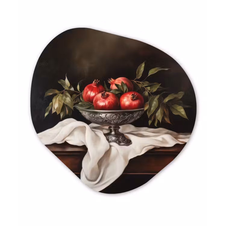 Granaatappels - Klassiek - Vintage Wandcirkel Organisch Forex 3mm klein -3d