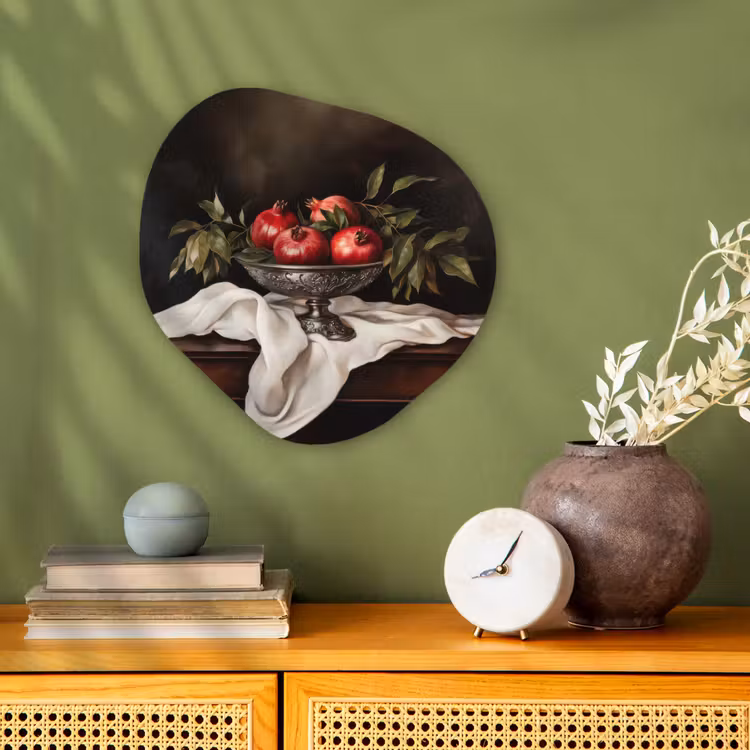 Granaatappels - Klassiek - Vintage Wandcirkel Organisch Forex 3mm klein -sfeer2