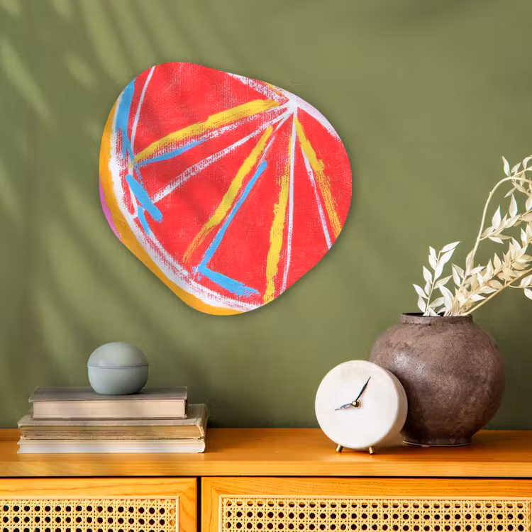 Grapefruit - Geschilderd - Roze - Strepen Wandcirkel Organisch Forex 3mm klein -sfeer2