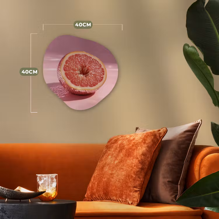 Grapefruit - Roze - Disco - Shiny Wandcirkel Organisch Forex 3mm klein -sfeer3