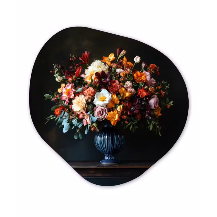 Groot - Bloemen - Vaas - Boeket Wandcirkel Organisch Forex 3mm klein -3d