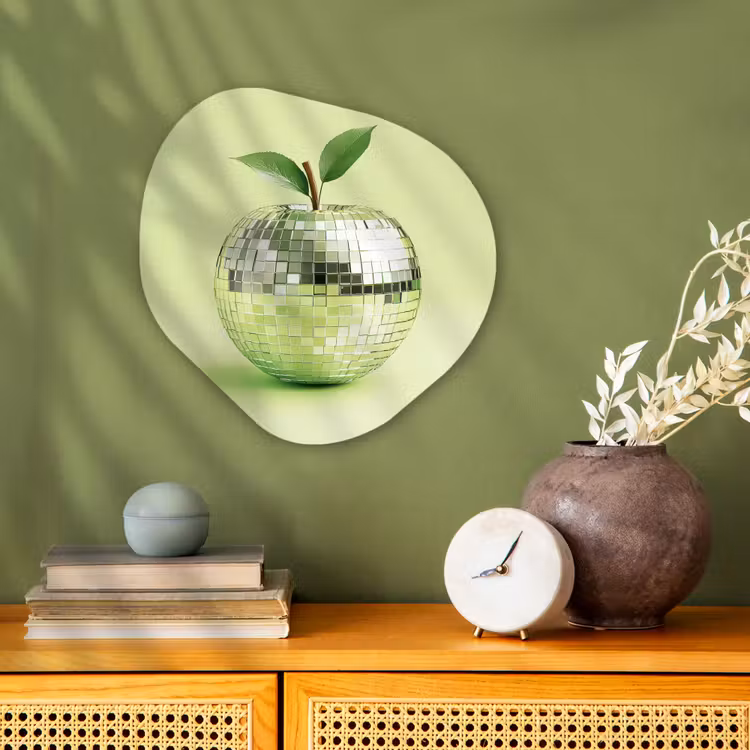 Groen - Disco - Decoratie - Appel Wandcirkel Organisch Forex 3mm klein -sfeer2