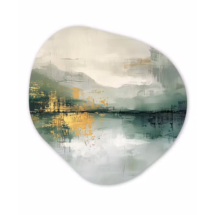 Groen - Modern - Abstract - Goud Wandcirkel Organisch Forex 3mm klein -3d
