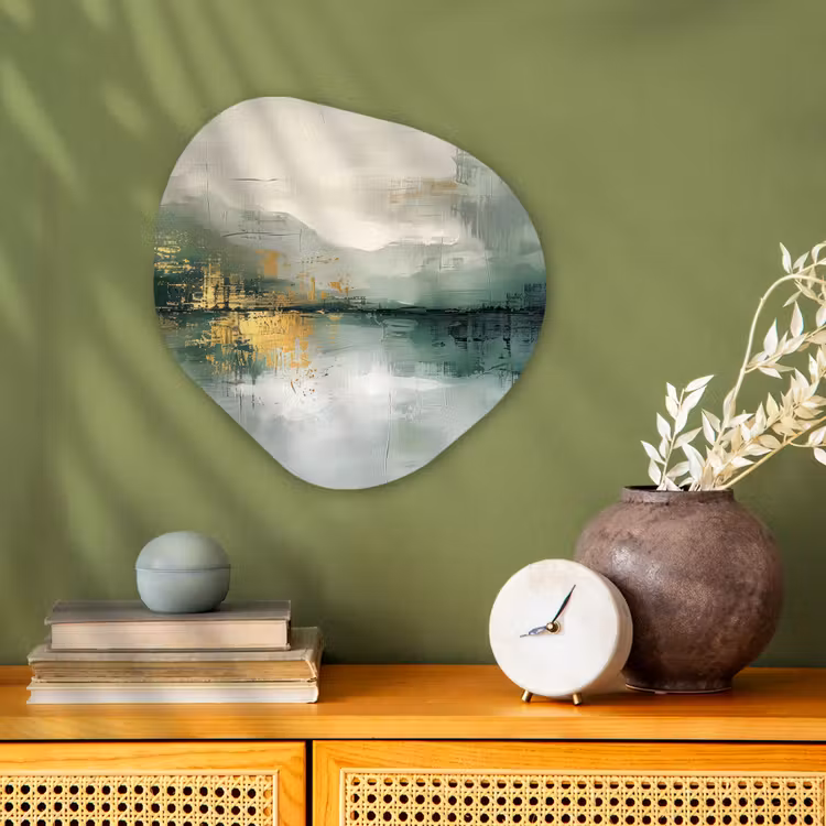 Groen - Modern - Abstract - Goud Wandcirkel Organisch Forex 3mm klein -sfeer2