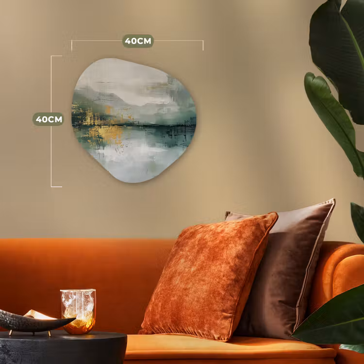 Groen - Modern - Abstract - Goud Wandcirkel Organisch Forex 3mm klein -sfeer3