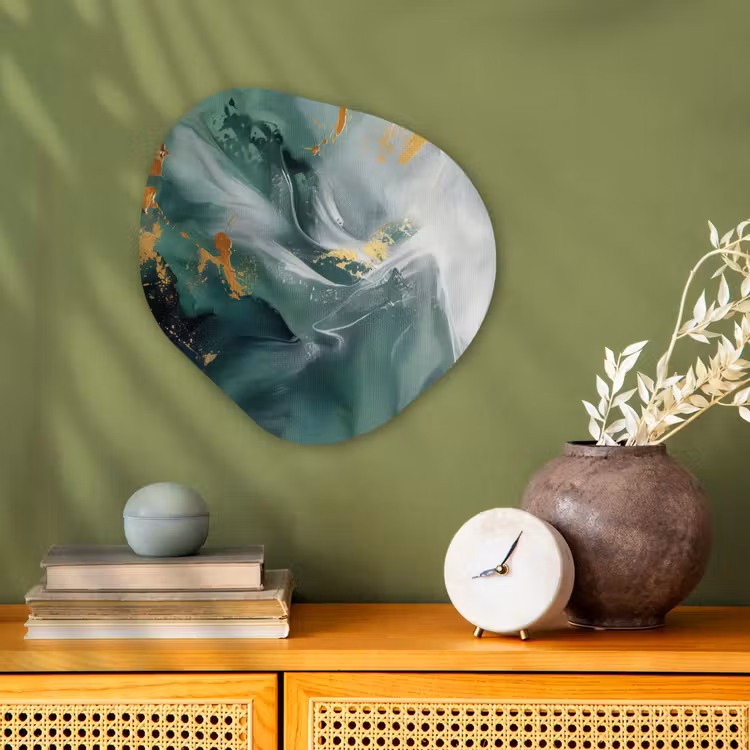 Groen - Modern - Marmer - Abstract Wandcirkel Organisch Forex 3mm klein -sfeer2