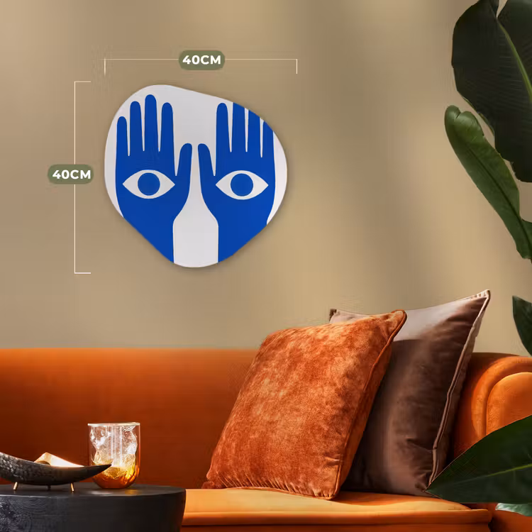 Handen - Twee - Ogen - Blauw Wandcirkel Organisch Forex 3mm klein -sfeer3