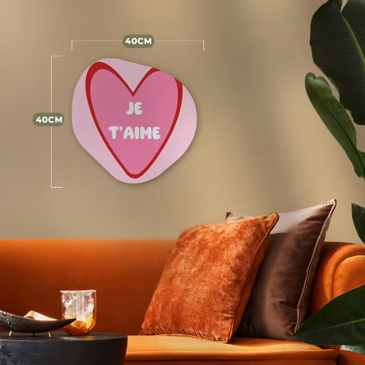 Hart - Frans - Valentijn - Roze Wandcirkel Organisch Forex 3mm klein -sfeer3
