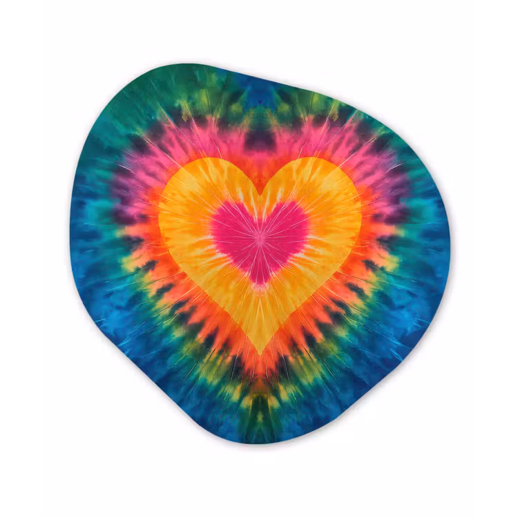 Hart - Tie Dye - Kleurrijk Wandcirkel Organisch Forex 3mm klein -3d