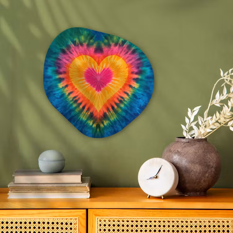 Hart - Tie Dye - Kleurrijk Wandcirkel Organisch Forex 3mm klein -sfeer2