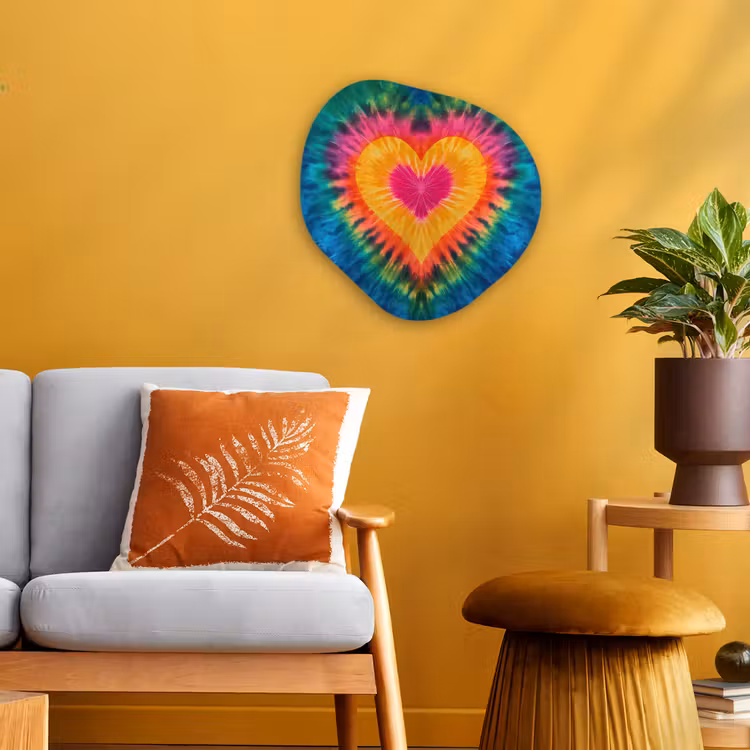 Hart - Tie Dye - Kleurrijk Wandcirkel Organisch Forex 3mm klein -sfeer4