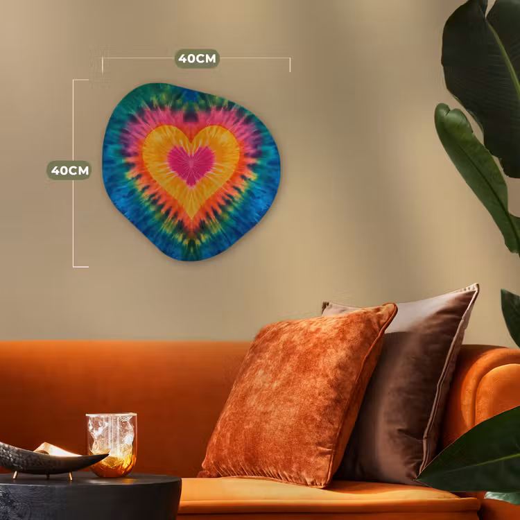 Hart - Tie Dye - Kleurrijk Wandcirkel Organisch Forex 3mm klein -sfeer3