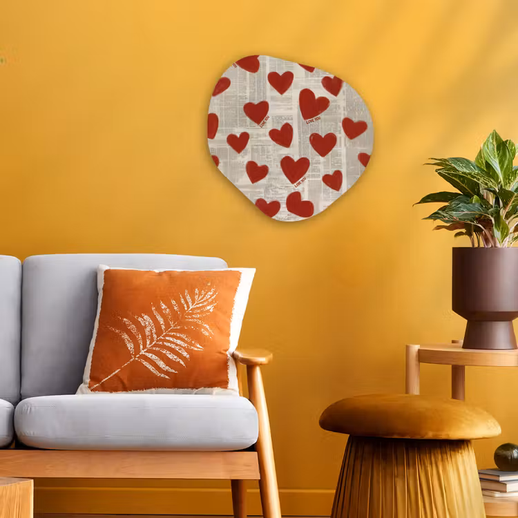 Hartjes - Krant - Loveyou Wandcirkel Organisch Forex 3mm klein -sfeer4