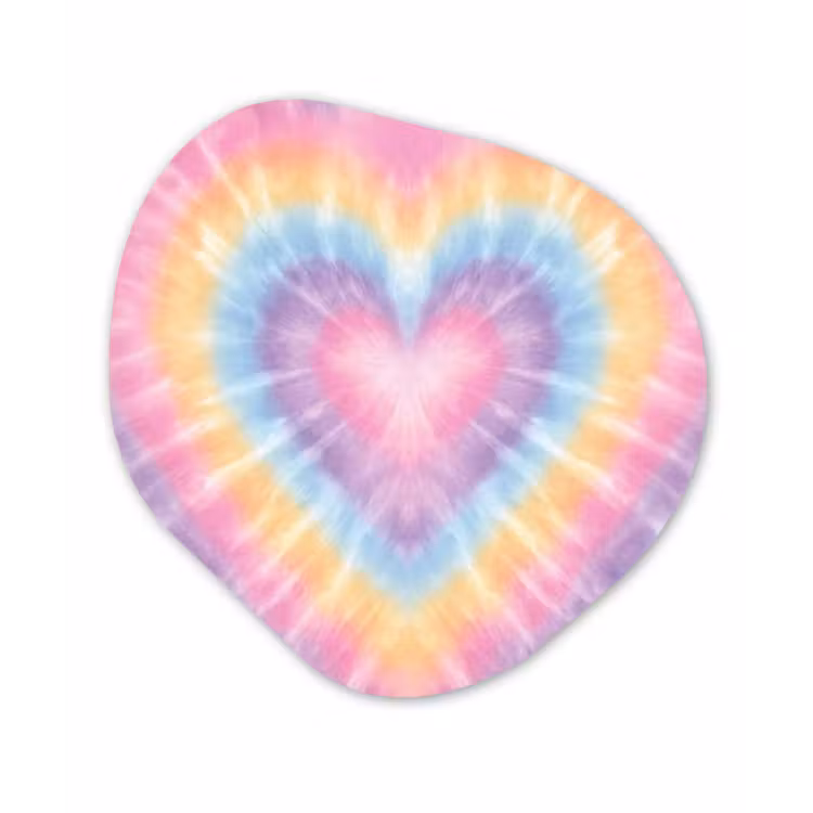 Hartvorm - Pastelkleuren - Tie Dye Wandcirkel Organisch Forex 3mm klein -3d