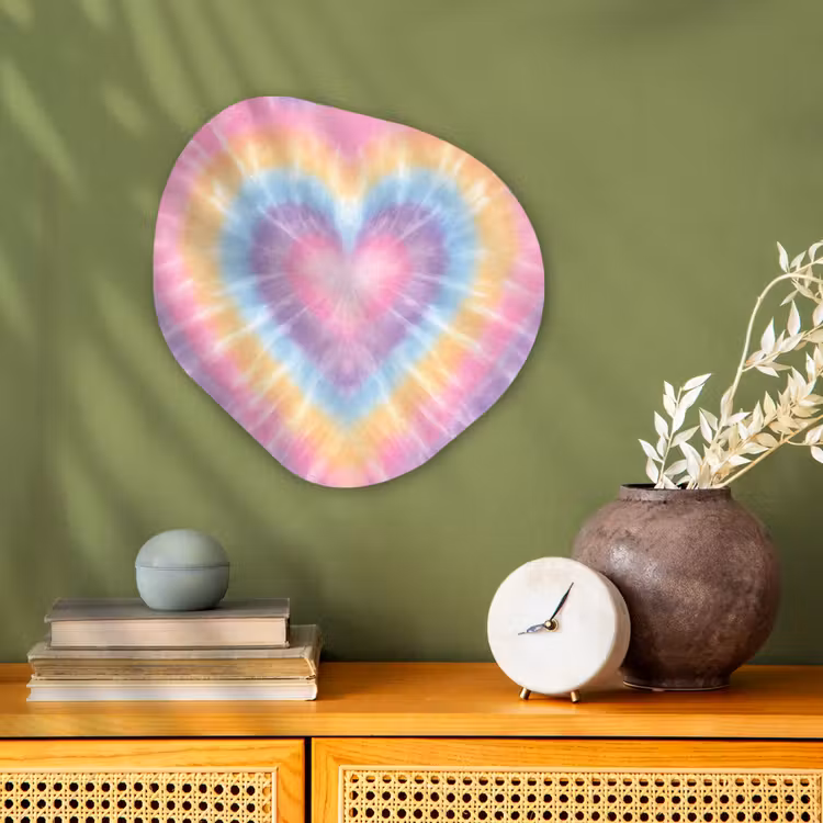 Hartvorm - Pastelkleuren - Tie Dye Wandcirkel Organisch Forex 3mm klein -sfeer2