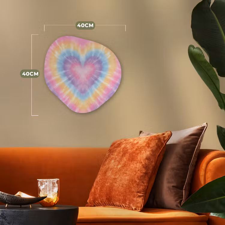 Hartvorm - Pastelkleuren - Tie Dye Wandcirkel Organisch Forex 3mm klein -sfeer3