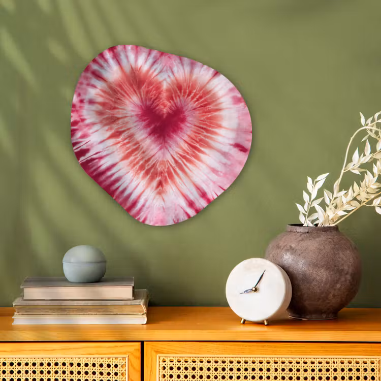 Hartvorm - Roze - Tie dye Wandcirkel Organisch Forex 3mm klein -sfeer2