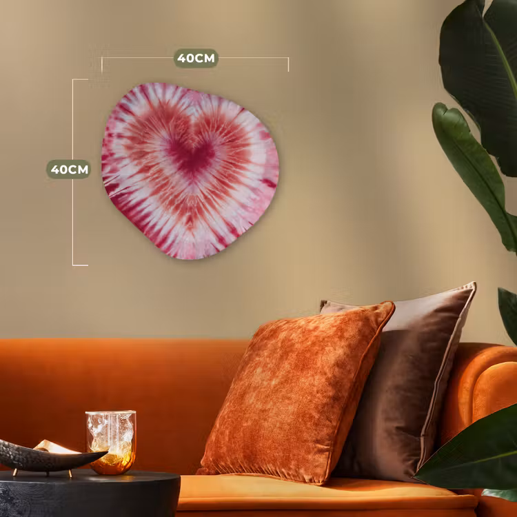 Hartvorm - Roze - Tie dye Wandcirkel Organisch Forex 3mm klein -sfeer3