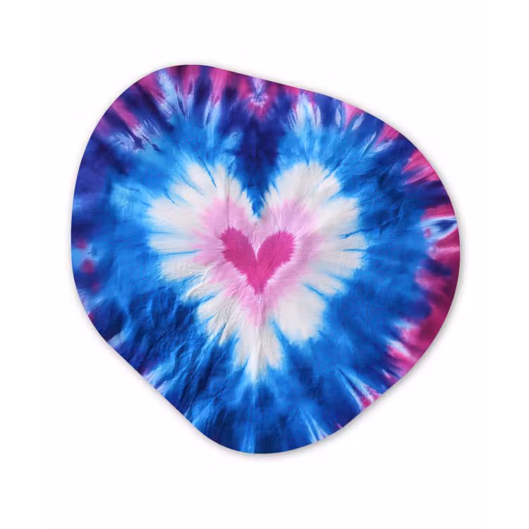 Hartvormig - Tie dye - Paars Wandcirkel Organisch Forex 3mm klein -3d