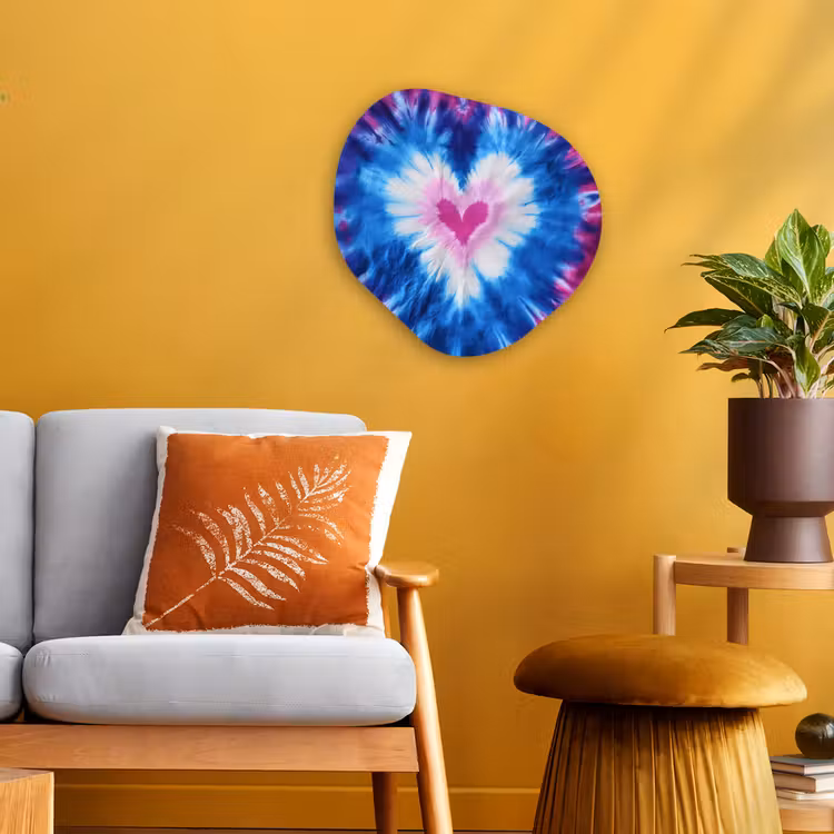 Hartvormig - Tie dye - Paars Wandcirkel Organisch Forex 3mm klein -sfeer4