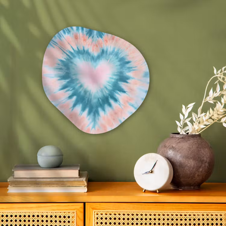 Hartvormig - Tie dye - Pasteltinten - Lichtgroen Wandcirkel Organisch Forex 3mm klein -sfeer2