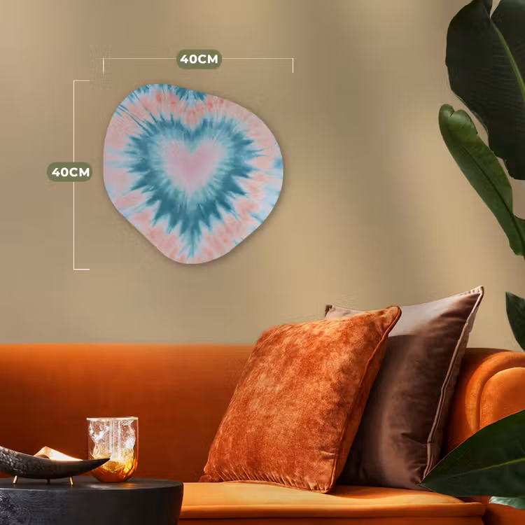 Hartvormig - Tie dye - Pasteltinten - Lichtgroen Wandcirkel Organisch Forex 3mm klein -sfeer3