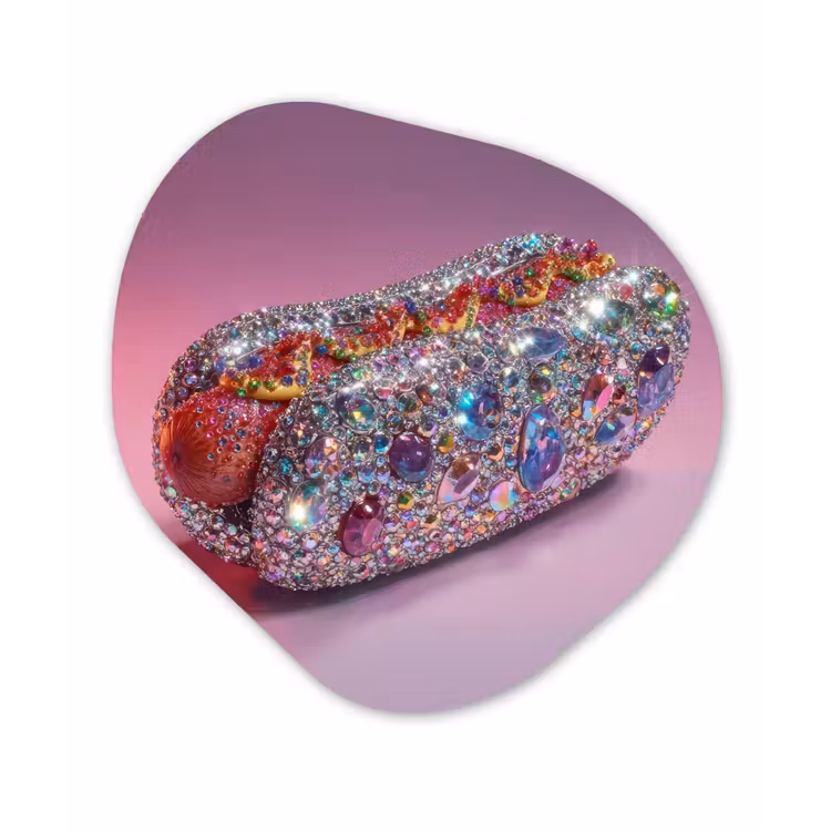 Hotdog - Steentjes - Glitters - Paars Wandcirkel Organisch Forex 3mm klein -3d
