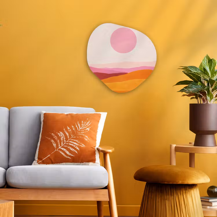 Heuvels - Oranje - Zon - Abstract Wandcirkel Organisch Forex 3mm klein -sfeer4