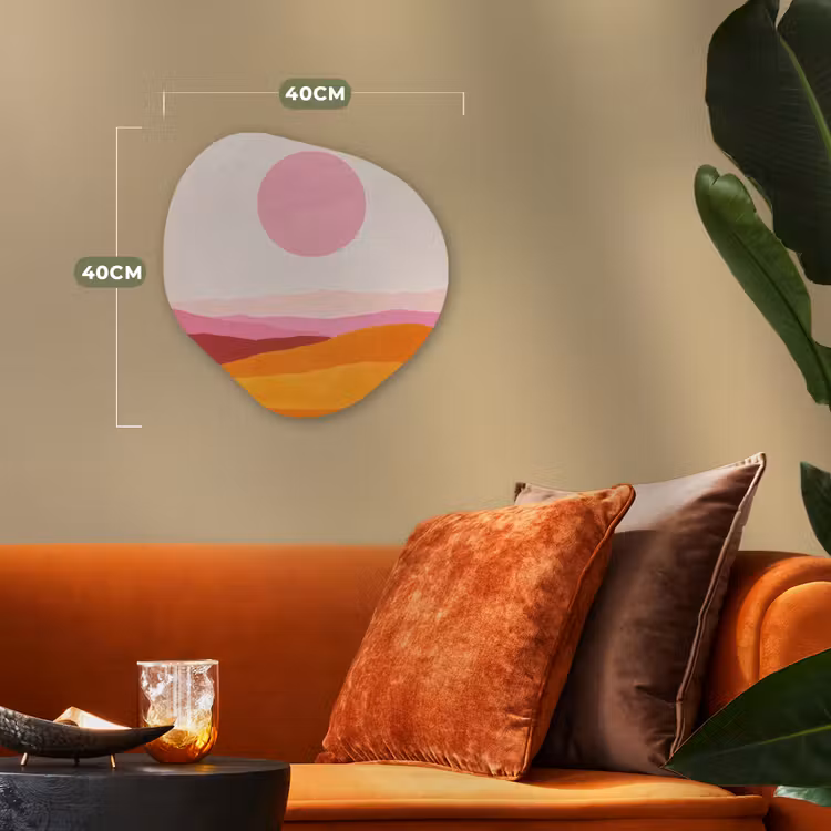 Heuvels - Oranje - Zon - Abstract Wandcirkel Organisch Forex 3mm klein -sfeer3