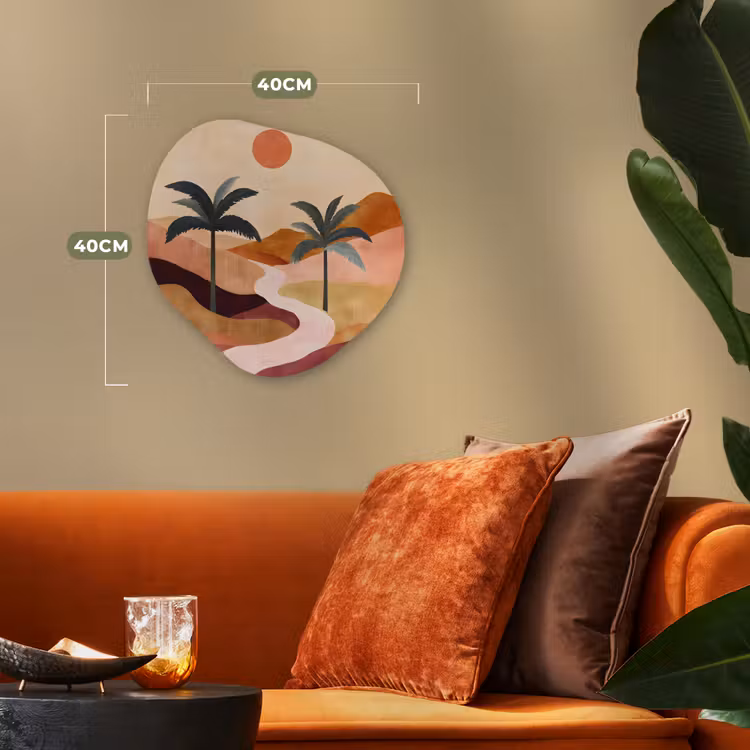 Heuvels - Palmbomen - Abstract Wandcirkel Organisch Forex 3mm klein -sfeer3