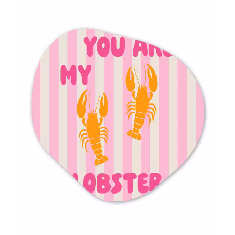 Lobster - Love - Valentijn Wandcirkel Organisch Forex 3mm klein -3d
