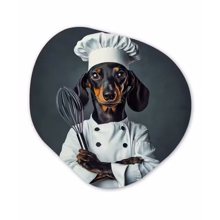 Hond - Garde - Kok Wandcirkel Organisch Forex 3mm klein -3d