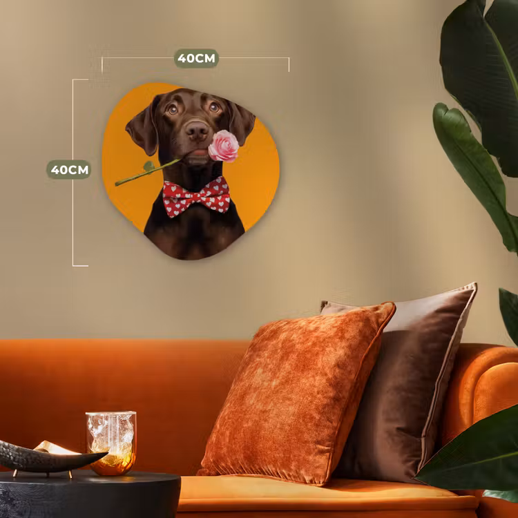 Hond - Oranje - Roos - Valentijn Wandcirkel Organisch Forex 3mm klein -sfeer3