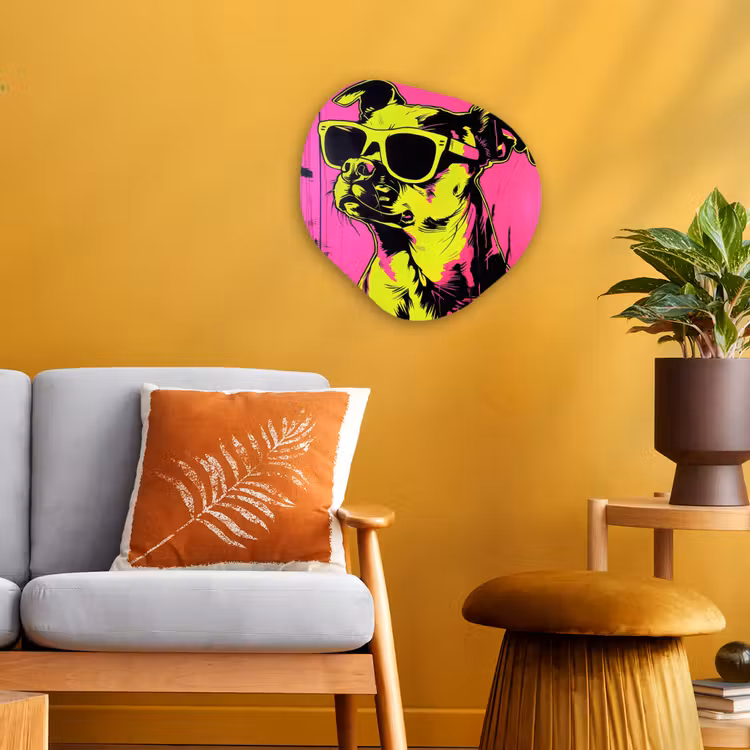 Hond - Zonnebril - Roze - Art Wandcirkel Organisch Forex 3mm klein -sfeer4