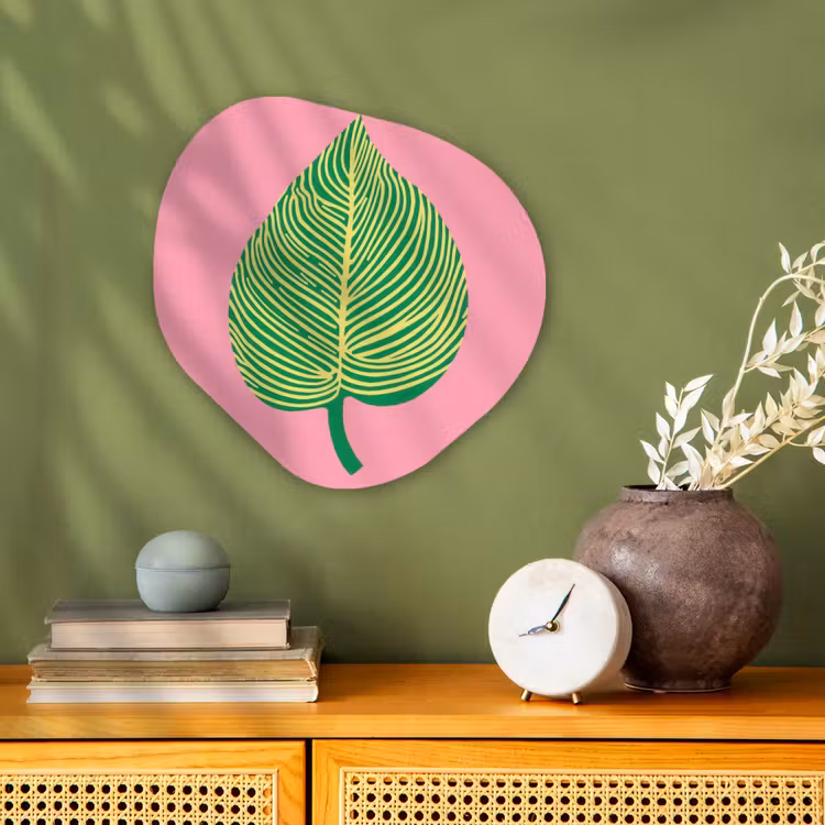 Illustratie - Blad - Minimalistisch - Groen Wandcirkel Organisch Forex 3mm klein -sfeer2