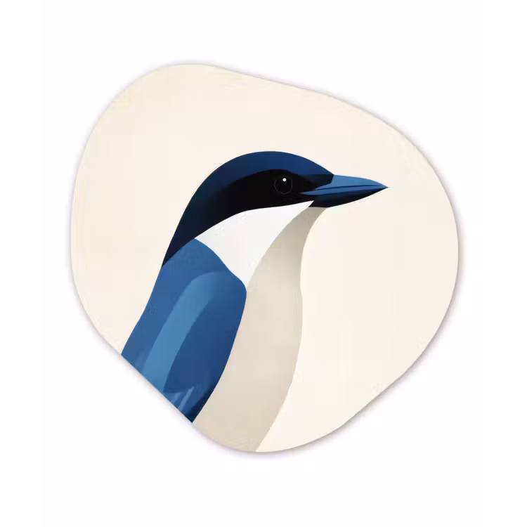 Illustratie - Blauw - Vogel Wandcirkel Organisch Forex 3mm klein -3d