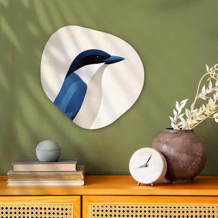 Illustratie - Blauw - Vogel Wandcirkel Organisch Forex 3mm klein -sfeer2