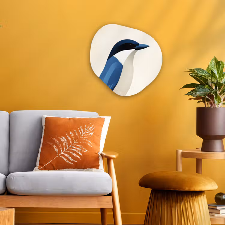Illustratie - Blauw - Vogel Wandcirkel Organisch Forex 3mm klein -sfeer4