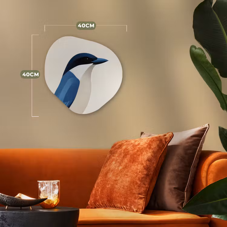 Illustratie - Blauw - Vogel Wandcirkel Organisch Forex 3mm klein -sfeer3