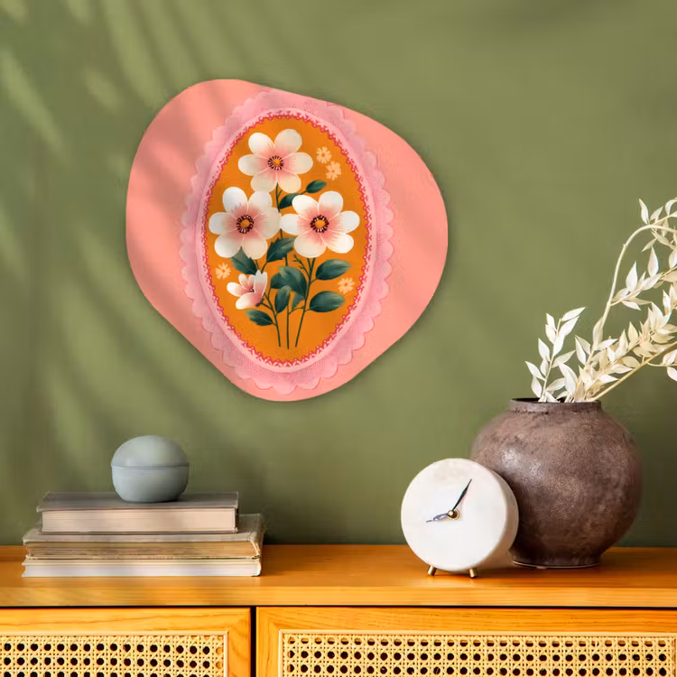 Illustratie - Bloemen - Rand - Roze Wandcirkel Organisch Forex 3mm klein -sfeer2