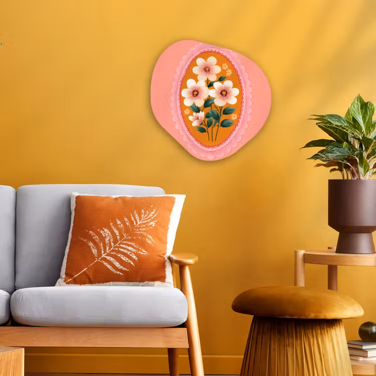 Illustratie - Bloemen - Rand - Roze Wandcirkel Organisch Forex 3mm klein -sfeer4