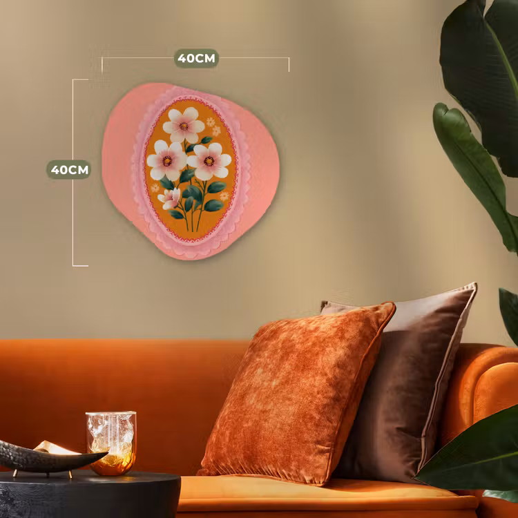 Illustratie - Bloemen - Rand - Roze Wandcirkel Organisch Forex 3mm klein -sfeer3