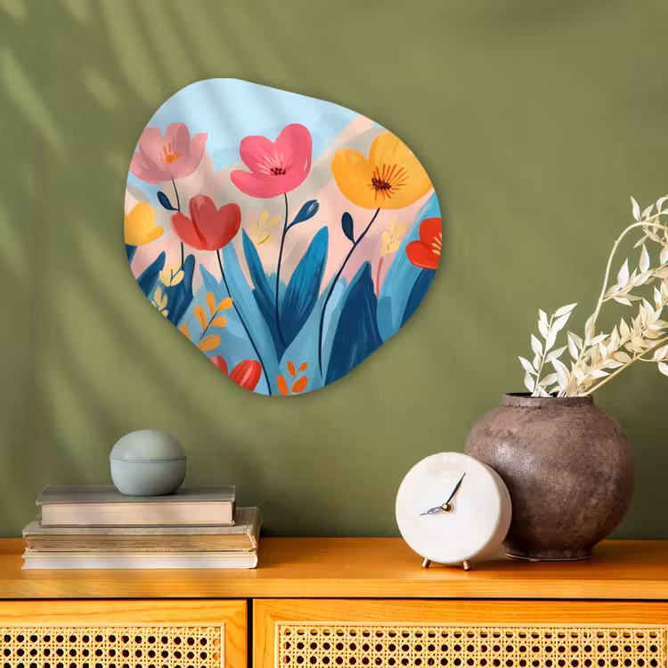 Illustratie - Bloemen - Kleurrijk Wandcirkel Organisch Forex 3mm klein -sfeer2