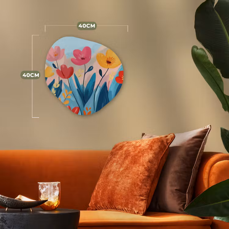 Illustratie - Bloemen - Kleurrijk Wandcirkel Organisch Forex 3mm klein -sfeer3